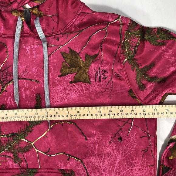 RealTree Xtra Colors Camo Hot Pink Hoodie Womens Large Hooded Sweatshirt Top - Picture 9 of 10